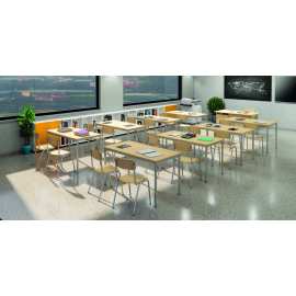 Stolik 2-osobowy z półką blat z laminatu obrzeże drewniane